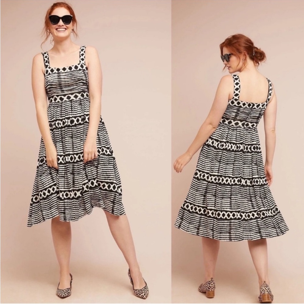 Black & White Patterned Tiered Sundress